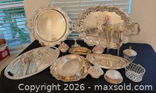 MaxSold Auction: Vintage Silverplate Entertaining Set – Elegant Serving Trays & Hostess Pieces - Roseville (California, USA) PARTNER MANAGED Moving Online Auction - Marie Court #2