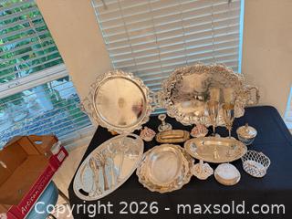 MaxSold Auction: Vintage Silverplate Entertaining Set – Elegant Serving Trays & Hostess Pieces - Roseville (California, USA) PARTNER MANAGED Moving Online Auction - Marie Court #2