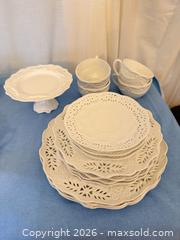 MaxSold Auction: Vintage Tea Party Set – White Lace Dinnerware and Assorted Cream and Sugar Bowls  - Roseville (California, USA) PARTNER MANAGED Moving Online Auction - Marie Court #2