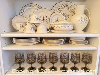 MaxSold Auction: Vintage Wedgwood Queens Filigree Dinnerware Set and Coordinating Goblets  - Roseville (California, USA) PARTNER MANAGED Moving Online Auction - Marie Court #2
