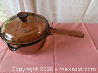 MaxSold Auction: Visions Amber Glass Cookware Set by Corning - Roseville (California, USA) PARTNER MANAGED Moving Online Auction - Marie Court #2