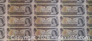 MaxSold Auction: Canada One Dollar Sheet of 40 Banknotes - Toronto (Ontario, Canada) PARTNER MANAGED Reseller Online Auction - Queen Street Wt.