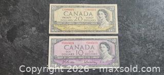 MaxSold Auction: 2 Canadian Paper Currency Bills, Circulated, 1954 - Pelham (Ontario, Canada) SELLER MANAGED Reseller Online Auction - Foss Road