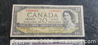 MaxSold Auction: 2 Canadian Paper Currency Bills, Circulated, 1954 - Pelham (Ontario, Canada) SELLER MANAGED Reseller Online Auction - Foss Road
