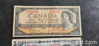 MaxSold Auction: 2 Canadian Paper Currency Bills, Circulated, 1954 - Pelham (Ontario, Canada) SELLER MANAGED Reseller Online Auction - Foss Road