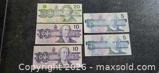 MaxSold Auction: 5 Canadian Paper Currency Lot, Circulated - Pelham (Ontario, Canada) SELLER MANAGED Reseller Online Auction - Foss Road