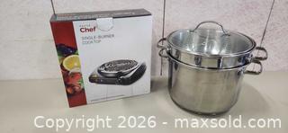 MaxSold Auction: New Master Chef Single Burner Cook Top with Double Boiler/Steamer Pot Set - Pelham (Ontario, Canada) SELLER MANAGED Reseller Online Auction - Foss Road