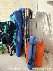 MaxSold Auction: Lot: Folding Camping Chairs, Beach Umbrella, Trekking Poles & Yoga Mat - New Westminster (British Columbia, Canada) PARTNER MANAGED Downsizing Online Auction -  Jamieson Court (CONDO)