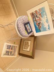 MaxSold Auction: Lot: Framed Watercolor, Matted Prints & White Metal Chair - New Westminster (British Columbia, Canada) PARTNER MANAGED Downsizing Online Auction -  Jamieson Court (CONDO)