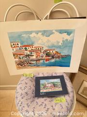 MaxSold Auction: Lot: Framed Watercolor, Matted Prints & White Metal Chair - New Westminster (British Columbia, Canada) PARTNER MANAGED Downsizing Online Auction -  Jamieson Court (CONDO)