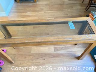 MaxSold Auction: Oak Console Table, 54" W x 16" D x 27" H - New Westminster (British Columbia, Canada) PARTNER MANAGED Downsizing Online Auction -  Jamieson Court (CONDO)