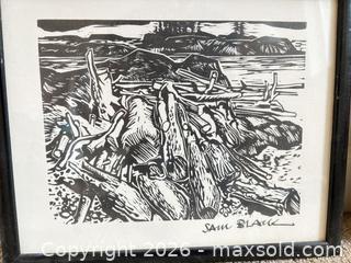 MaxSold Auction: Pair of Framed Sam Black Linocut Prints, 8 3/4 x 10 3/4 - New Westminster (British Columbia, Canada) PARTNER MANAGED Downsizing Online Auction -  Jamieson Court (CONDO)