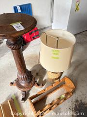MaxSold Auction: Pedestal Side Table, Table Lamp with Shade, Wood Wine Rack - New Westminster (British Columbia, Canada) PARTNER MANAGED Downsizing Online Auction -  Jamieson Court (CONDO)