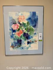 MaxSold Auction: Signed Watercolor Floral Painting, Framed in Silver Metal - New Westminster (British Columbia, Canada) PARTNER MANAGED Downsizing Online Auction -  Jamieson Court (CONDO)