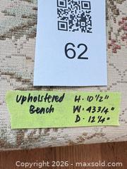 MaxSold Auction: Upholstered Wood Frame Bench, 43 3/4" W x 12 1/4" D - New Westminster (British Columbia, Canada) PARTNER MANAGED Downsizing Online Auction -  Jamieson Court (CONDO)