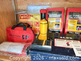 MaxSold Auction: Vehicle Safety Items: Inflator, First Aid Bag, Fire Blanket, Flashlight, Wheel Lock - New Westminster (British Columbia, Canada) PARTNER MANAGED Downsizing Online Auction -  Jamieson Court (CONDO)