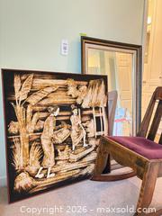 MaxSold Auction: Wood Rocking Chair, Framed Mirror & Burnt-Wood Wall Panel - New Westminster (British Columbia, Canada) PARTNER MANAGED Downsizing Online Auction -  Jamieson Court (CONDO)