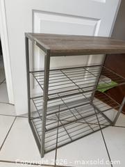 MaxSold Auction: 3-Tier Shoe Rack with Wooden Top and Gray Metal Frame (2 available - other lot is 197) - Marietta (Georgia, USA) PARTNER MANAGED Estate Sale Online Auction - Casteel Park Drive Southwest