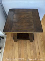 MaxSold Auction: Ashley Rustic Farmhouse Dark Brown End/Side Table with Lower Shelf (Pair of 2) (Coordinates with Lot 195 coffee table) - Marietta (Georgia, USA) PARTNER MANAGED Estate Sale Online Auction - Casteel Park Drive Southwest