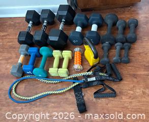 MaxSold Auction: Fitness Equipment Bundle: Dumbbells, Kettlebell, Bands, Hand Roller - Marietta (Georgia, USA) PARTNER MANAGED Estate Sale Online Auction - Casteel Park Drive Southwest