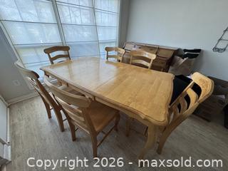 MaxSold Auction: Solid Wood Traditional Dining Table with 6 Chairs, Light Oak - Marietta (Georgia, USA) PARTNER MANAGED Estate Sale Online Auction - Casteel Park Drive Southwest
