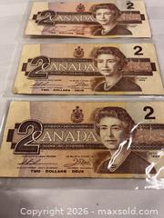 MaxSold Auction: Lot of 3 - 1986 Canadian $2 banknotes - Windsor (Ontario, Canada) SELLER MANAGED Reseller Online Auction - Byng Road