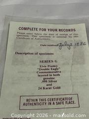 MaxSold Auction: Vintage Elvis Presley Silver and Gold Commemorative Coin Double Eagle G Series - Windsor (Ontario, Canada) SELLER MANAGED Reseller Online Auction - Byng Road