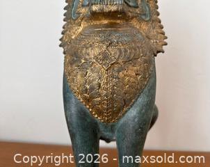 MaxSold Auction: Vintage Brass Khmer Lion Foo Foo Dog Chinese Cambodia Asian Buddhist Statue - Mountain View (California, USA) SELLER MANAGED Estate Sale Online Auction - Clark Avenue