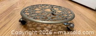 MaxSold Auction: Vintage Brass Wheeled Pot Stand 1 of 2 - Mountain View (California, USA) SELLER MANAGED Estate Sale Online Auction - Clark Avenue