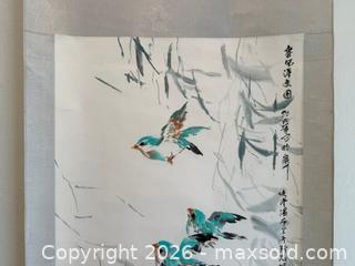 MaxSold Auction: Vintage Chinese Scroll Art: Birds on Branches - Mountain View (California, USA) SELLER MANAGED Estate Sale Online Auction - Clark Avenue