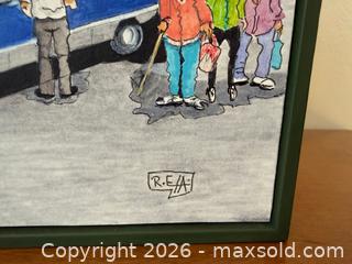 MaxSold Auction: Vintage Framed Art: 1998 SLV Lemo / Going Choppin by RE Anderson Pen & Ink Sketch with Acrylic Color - Mountain View (California, USA) SELLER MANAGED Estate Sale Online Auction - Clark Avenue