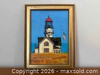 MaxSold Auction: Vintage Framed Art: 1999 Cape Elizibeth Lighthouse, Still in Use, Maine by RE Anderson Pen & Ink Sketch with Acrylic Color - Mountain View (California, USA) SELLER MANAGED Estate Sale Online Auction - Clark Avenue