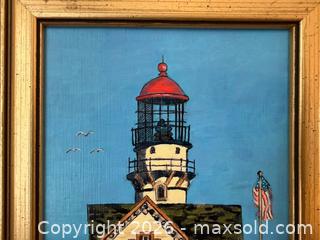 MaxSold Auction: Vintage Framed Art: 1999 Cape Elizibeth Lighthouse, Still in Use, Maine by RE Anderson Pen & Ink Sketch with Acrylic Color - Mountain View (California, USA) SELLER MANAGED Estate Sale Online Auction - Clark Avenue