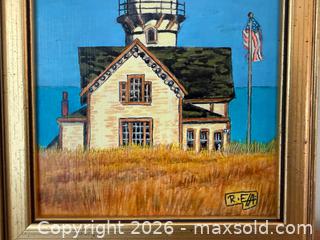 MaxSold Auction: Vintage Framed Art: 1999 Cape Elizibeth Lighthouse, Still in Use, Maine by RE Anderson Pen & Ink Sketch with Acrylic Color - Mountain View (California, USA) SELLER MANAGED Estate Sale Online Auction - Clark Avenue