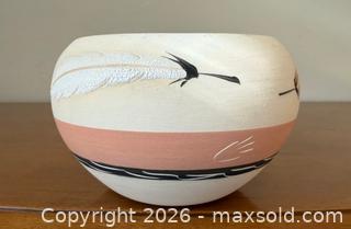 MaxSold Auction: Vintage Southwestern Native American Ceramic Pottery Bowl Signed Little Red Hand Painted Pueblo - Mountain View (California, USA) SELLER MANAGED Estate Sale Online Auction - Clark Avenue