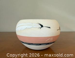 MaxSold Auction: Vintage Southwestern Native American Ceramic Pottery Bowl Signed Little Red Hand Painted Pueblo - Mountain View (California, USA) SELLER MANAGED Estate Sale Online Auction - Clark Avenue