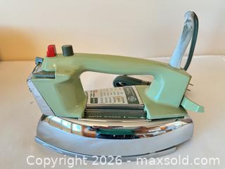 MaxSold Auction: 1960s GE Steam Iron in Light Avocado & Chrome - Sun City (Arizona, USA) PARTNER MANAGED Estate Sale Online Auction - West Jacaranda Drive