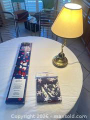 MaxSold Auction: 3' x 5' American Flag with Pole & Eagle Topper and Brass Lamp - Sun City (Arizona, USA) PARTNER MANAGED Estate Sale Online Auction - West Jacaranda Drive