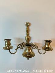 MaxSold Auction: Brass Three-Arm Wall Sconce, Stamped "W" - Sun City (Arizona, USA) PARTNER MANAGED Estate Sale Online Auction - West Jacaranda Drive