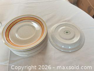 MaxSold Auction: Brendan Irish Stoneware Dinnerware Set — Orange & Yellow Stripes - Sun City (Arizona, USA) PARTNER MANAGED Estate Sale Online Auction - West Jacaranda Drive