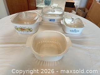 MaxSold Auction: CorningWare casserole & baking dish set with lids and colander - Sun City (Arizona, USA) PARTNER MANAGED Estate Sale Online Auction - West Jacaranda Drive