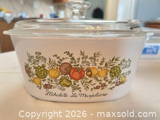 MaxSold Auction: CorningWare casserole & baking dish set with lids and colander - Sun City (Arizona, USA) PARTNER MANAGED Estate Sale Online Auction - West Jacaranda Drive