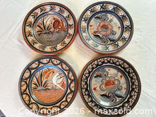 MaxSold Auction: Set of 4 Hand-Painted Folk Floral & Bird Decorative Plates - Sun City (Arizona, USA) PARTNER MANAGED Estate Sale Online Auction - West Jacaranda Drive