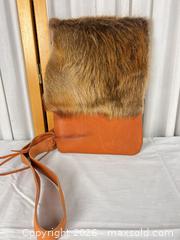 MaxSold Auction: Leather & Suede Crossbody Bag, Tan/Cognac with Brown Fur - Campbell (California, USA) PARTNER MANAGED Downsizing Online Auction - Dell Avenue