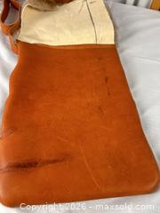 MaxSold Auction: Leather & Suede Crossbody Bag, Tan/Cognac with Brown Fur - Campbell (California, USA) PARTNER MANAGED Downsizing Online Auction - Dell Avenue