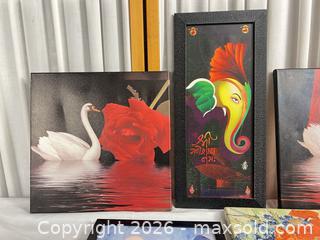 MaxSold Auction: Lot of 5 Mixed Canvas and Framed Prints - Campbell (California, USA) PARTNER MANAGED Downsizing Online Auction - Dell Avenue