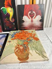 MaxSold Auction: Lot of 5 Mixed Canvas and Framed Prints - Campbell (California, USA) PARTNER MANAGED Downsizing Online Auction - Dell Avenue