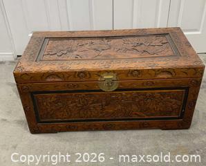 MaxSold Auction: Hand-Carved Oriental-Style Wood Blanket Chest - Clarence-Rockland (Ontario, Canada) PARTNER MANAGED Estate Sale Online Auction - Campeau Crescent