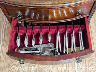 MaxSold Auction: Mixed Silverplate Flatware Set with Carved Wooden Silverware Chest - Clarence-Rockland (Ontario, Canada) PARTNER MANAGED Estate Sale Online Auction - Campeau Crescent