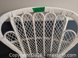 MaxSold Auction: White Wicker/Rattan Accent Chair with Cushion and Pillow - Mississauga (Ontario, Canada) SELLER MANAGED Estate Sale Online Auction - Sir Monty's Drive